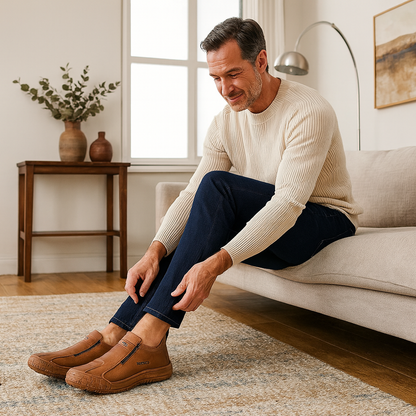 🐂Chytré vložky do bot využívající technologii umělé inteligence | Prémiová kůže + ručně šité: Nezbytnost pro muže 🔴Přenosná ortopedická obuv